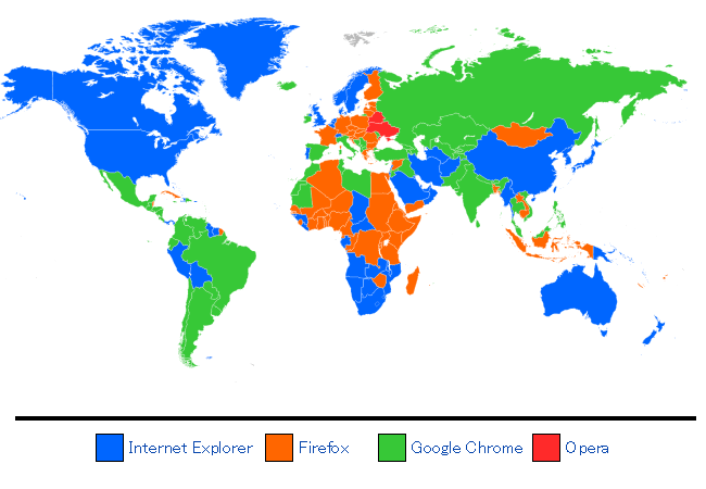 ブラウザの占有率マップ 2012年5月版